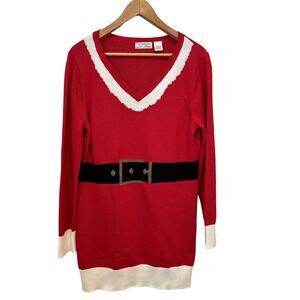 Ugly‎ Christmas Santa Suit Sweater Tunic Holiday Party Womens Large Novelty